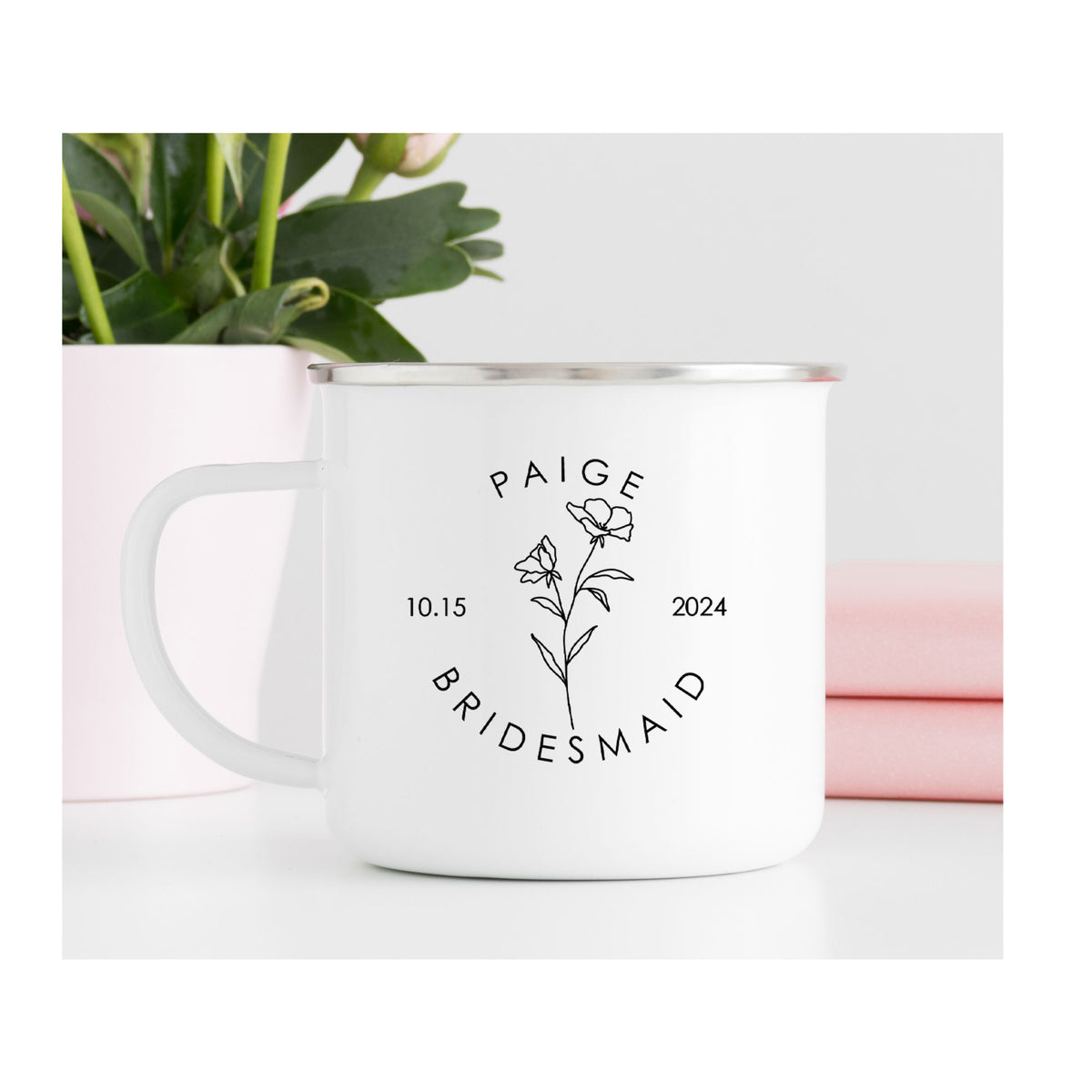 Bridal Party Mug with Small Flower