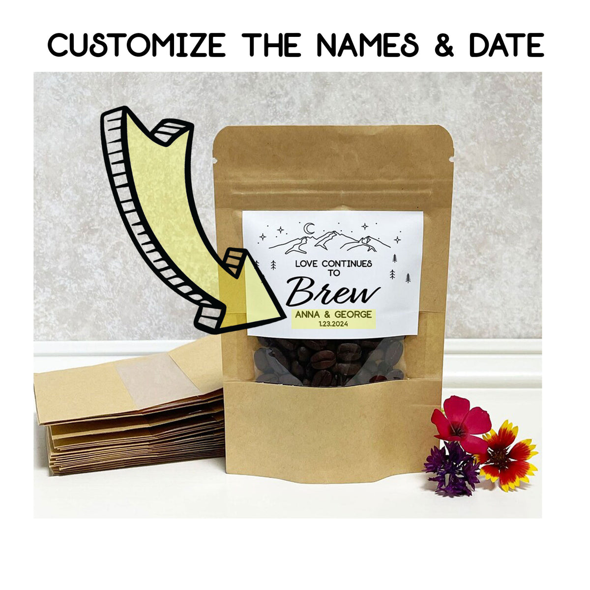 Love Continues to Brew Party Favor Bags
