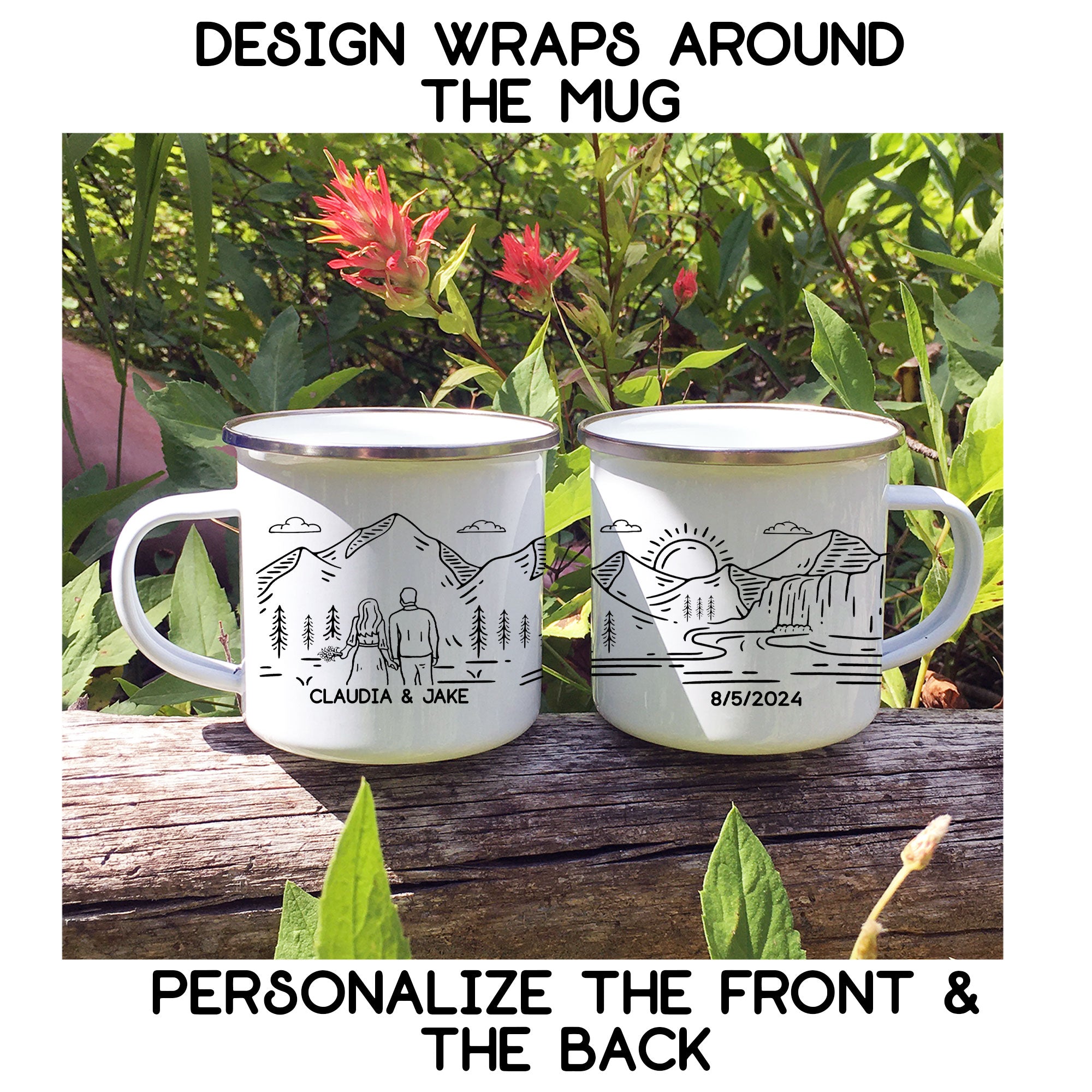 Customized Enamel Camp Cups with Stainless Rim (16 Oz.), Coffee Mugs